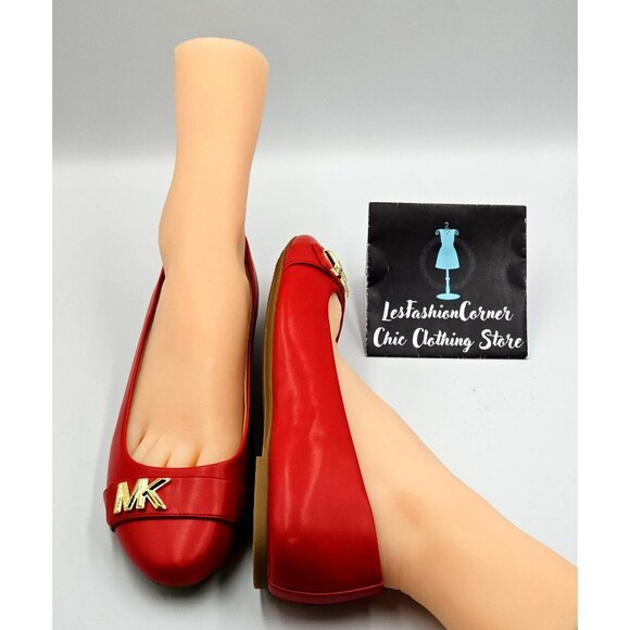 NWOB Michael Kors Women's Crimson  Jilly Gold MK Accent Ballet Flats Size 9 2303 - Picture 11 of 16